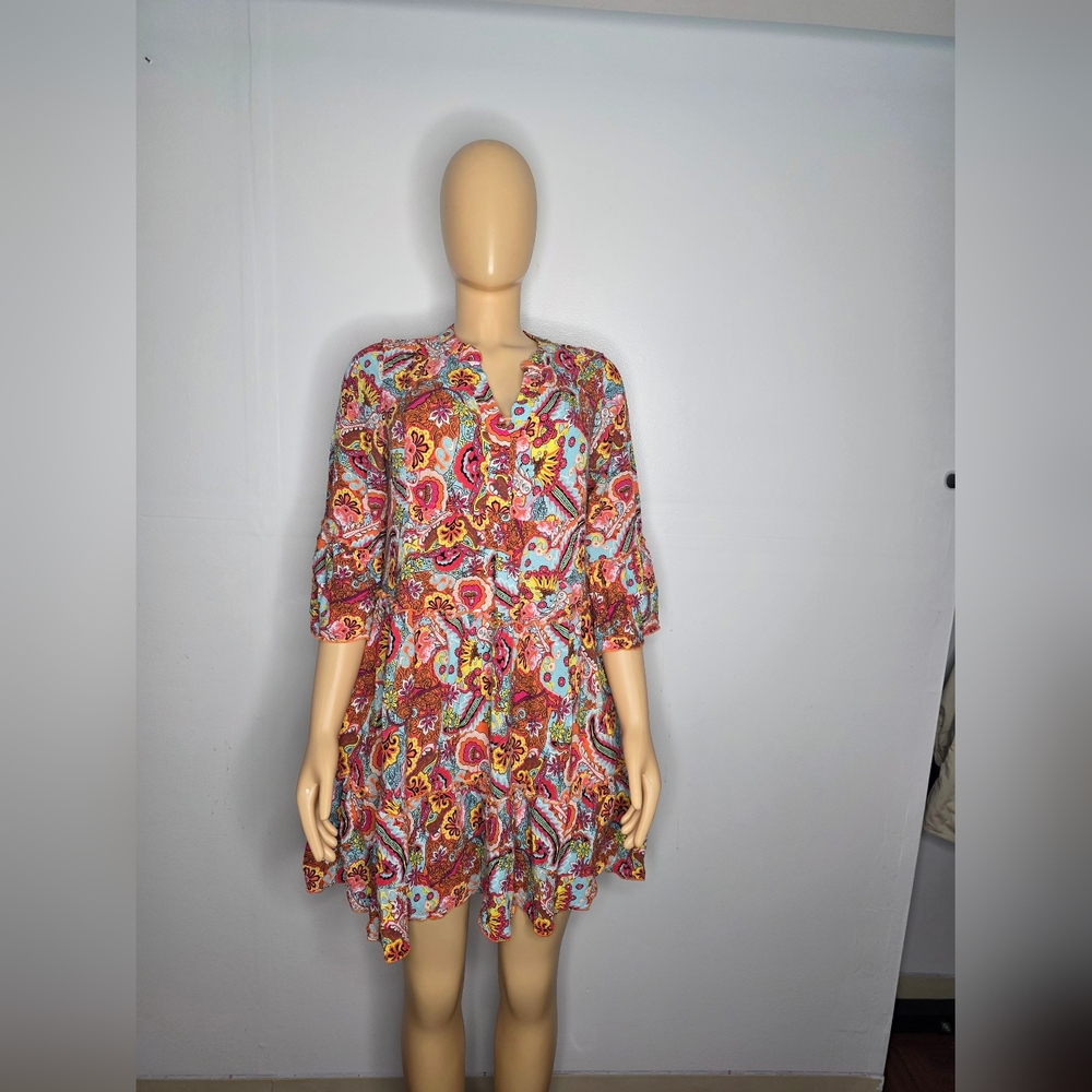 NY Collection Multicolor Paisley Mini Dress Size SP